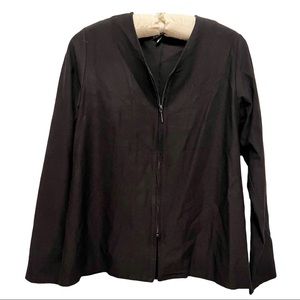 Eileen Fisher Black Zip Up Travel Top Jacket Size Petite Medium